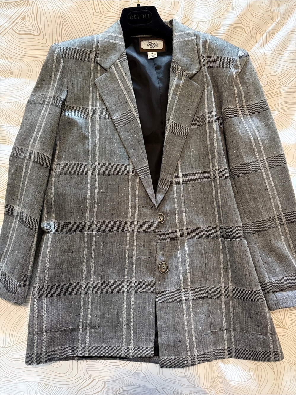 Toffs Gray Plaid Single-Breasted Blazer 8